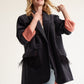 MADAGASCAR feather-trimmed cotton-velvet blazer